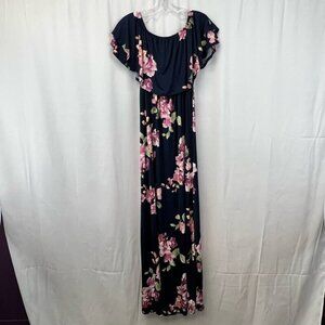 Saved By The Dress Womens Multicolor Floral Stretch Maxi Short Sleeve Boho S New
